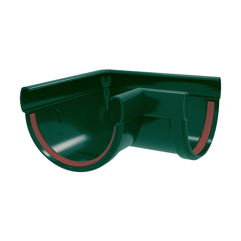 Угол желоба универсальный 90° Grand Line ПВХ Дизайн D135 Зеленый RAL6005 в Санкт-Петербурге