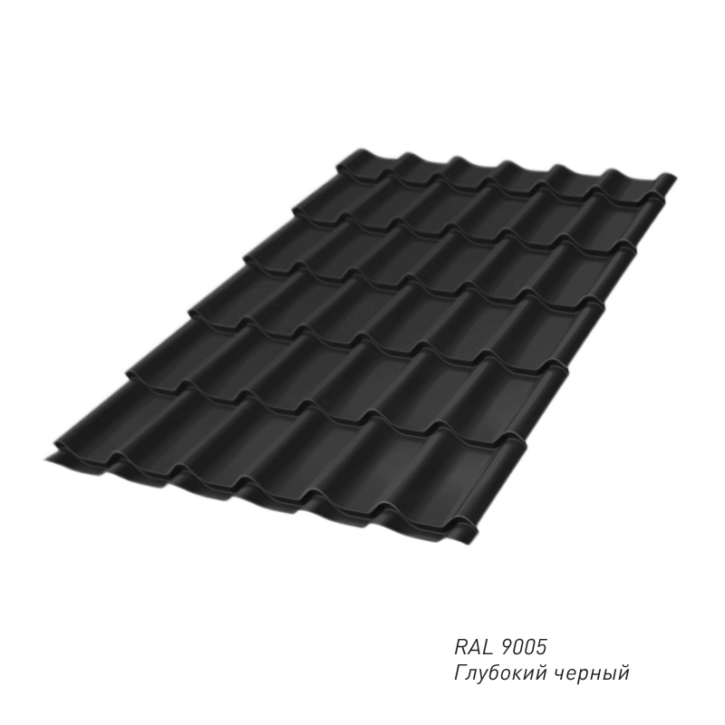Металлочерепица Grand Line Classic 0,5 мм покрытие Satin® RAL9005
